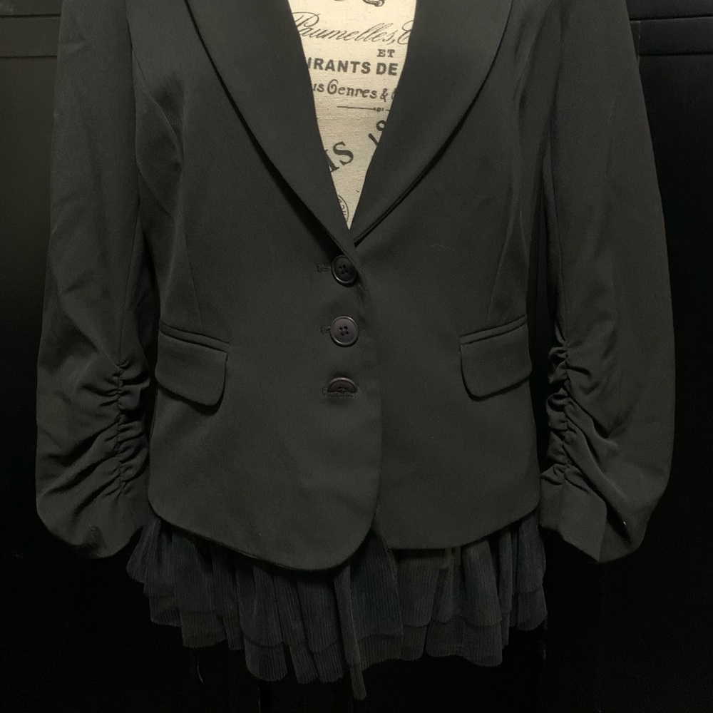 Black Blazer with Tulle Hem